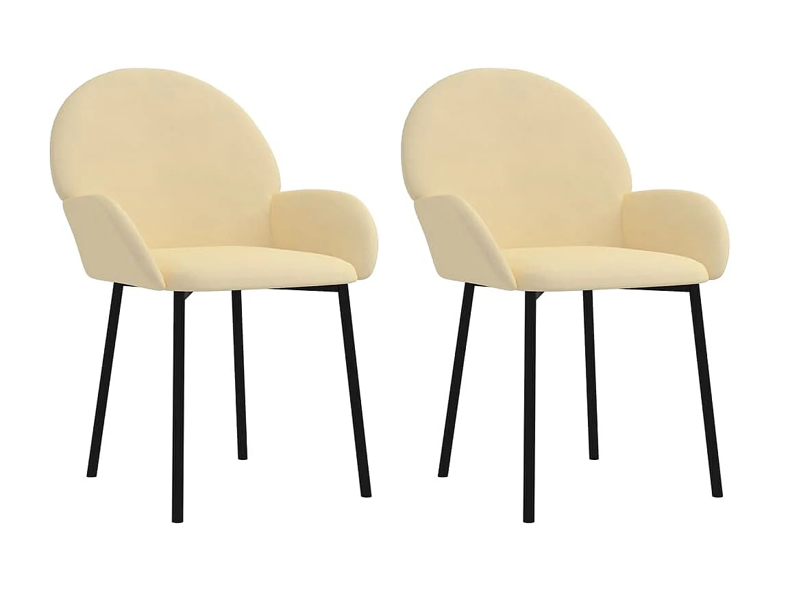 Eetkamerstoelen 2 st fluweel crèmekleurig