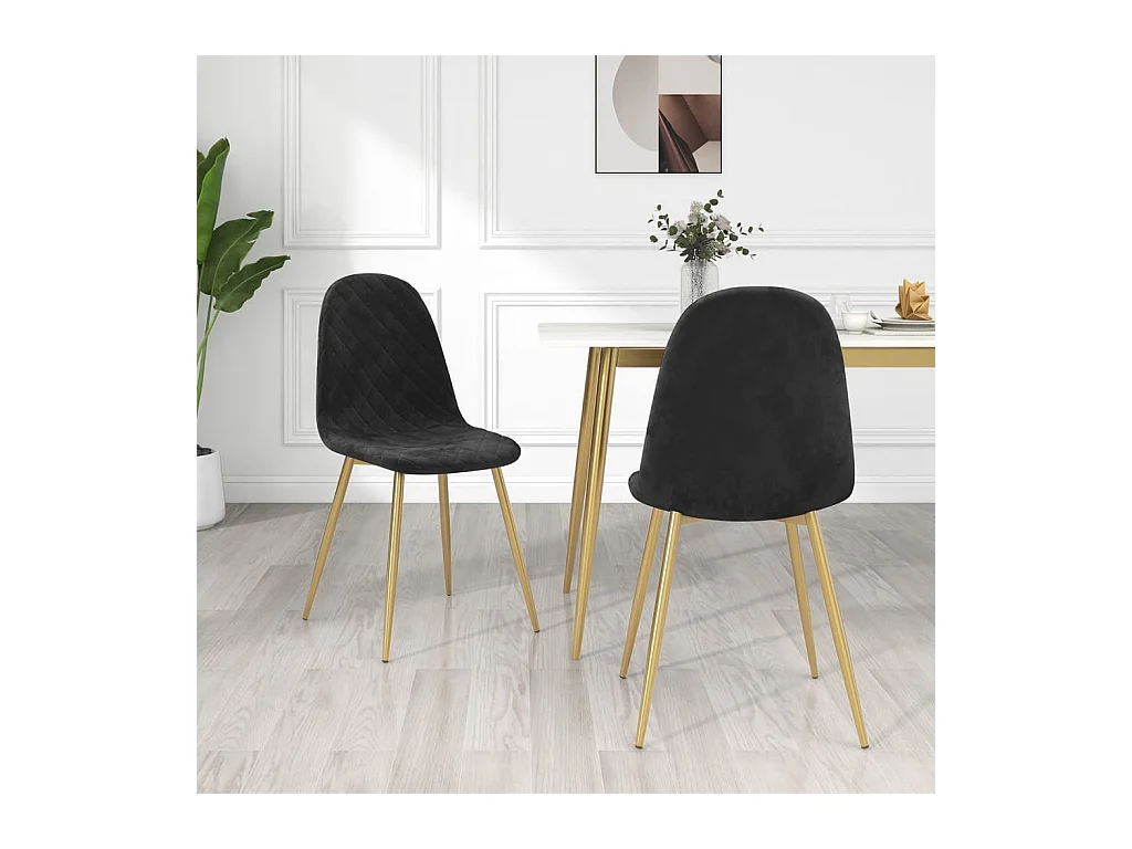 Eetkamerstoelen 2 st fluweel zwart