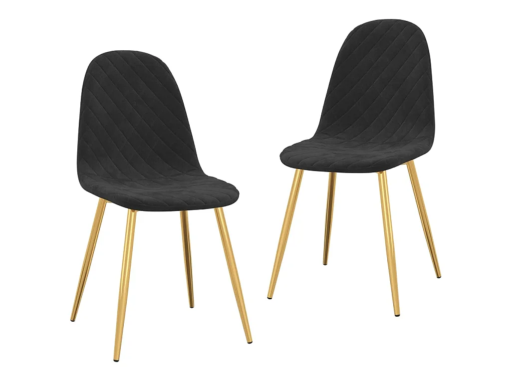 Chaise pieds métal doré et assise velours noir Skyla - Lot de 2