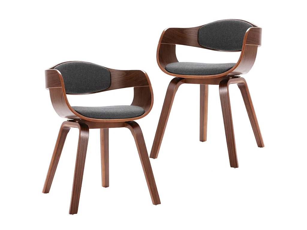 Chaises de salle à manger 2 pcs Bois courbé et tissu gris