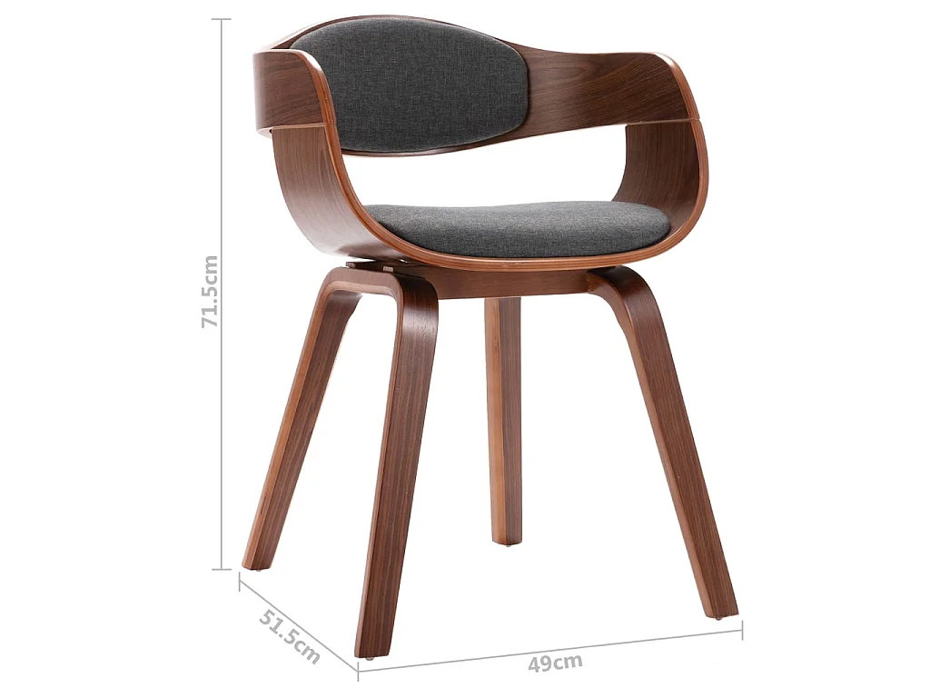 Chaises de salle à manger 2 pcs Bois courbé et tissu gris