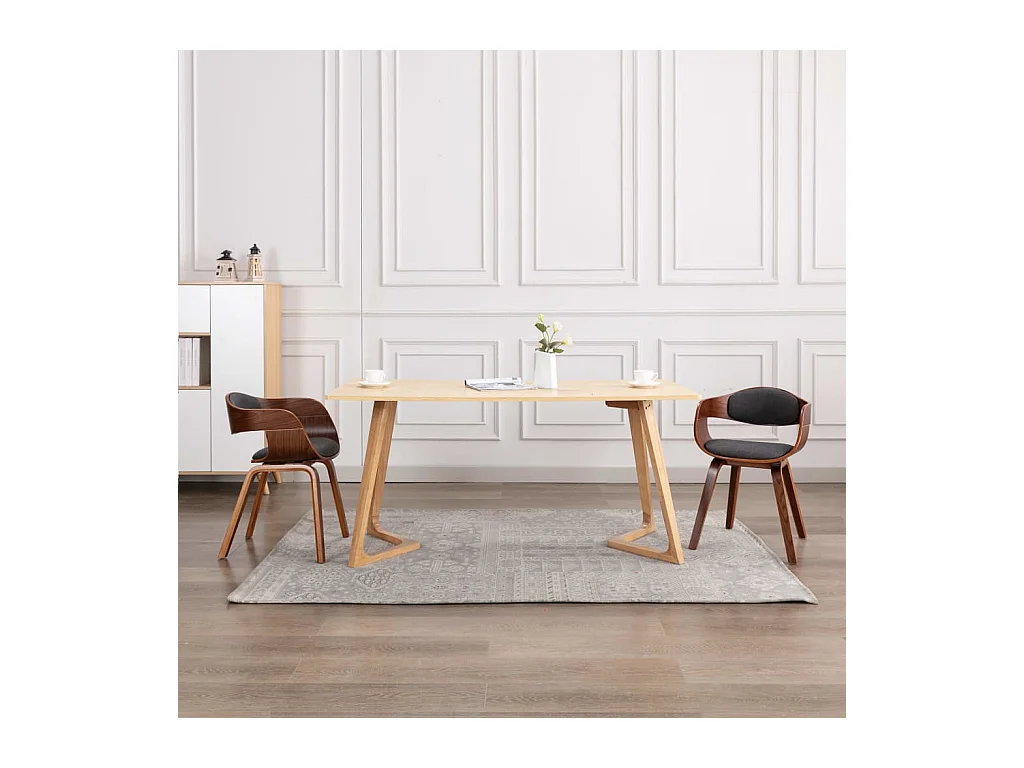 Chaises de salle à manger 2 pcs Bois courbé et tissu gris