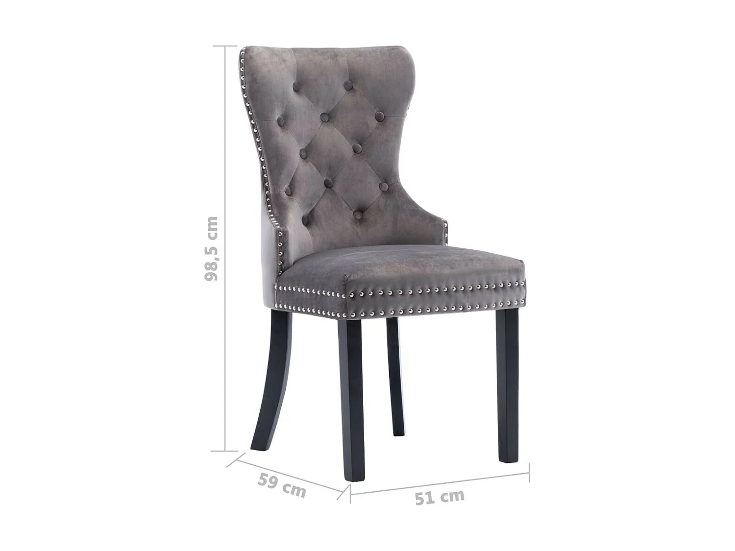 Chaises de salle à manger 2 pcs Gris Velours Konfa
