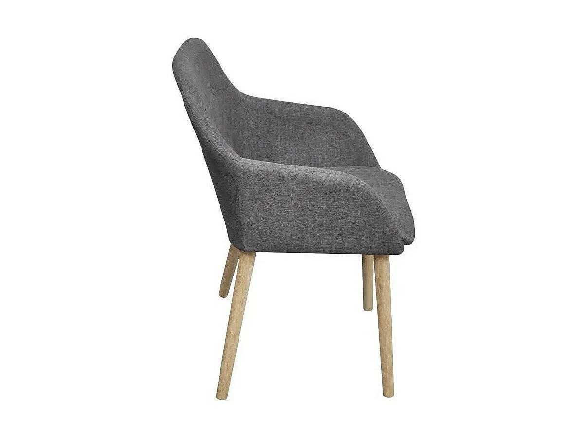 Chaise tissu gris clair et pieds chêne massif Chila - Lot de 2