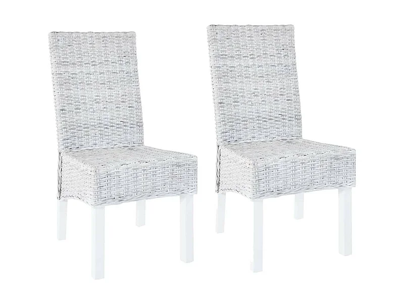 Chaises à dîner 2 pcs Gris Rotin kubu et bois de manguier