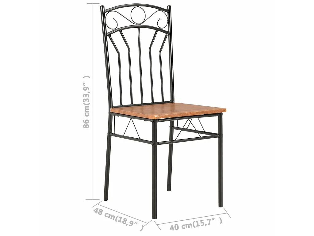 Chaises de salle à manger 6 pcs Marron MDFChaise de salle à manger bois foncé et métal noir Wave - Lot de 6