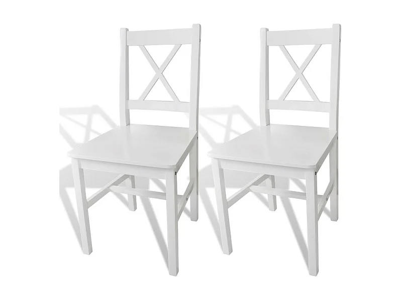 Chaise en bois de pin blanc vernis Dina - Lot de 2