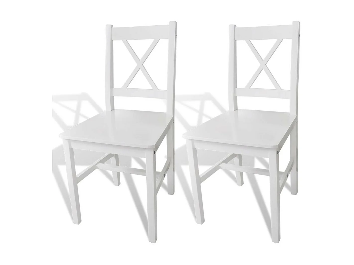 Chaise en bois de pin blanc vernis Dina - Lot de 2
