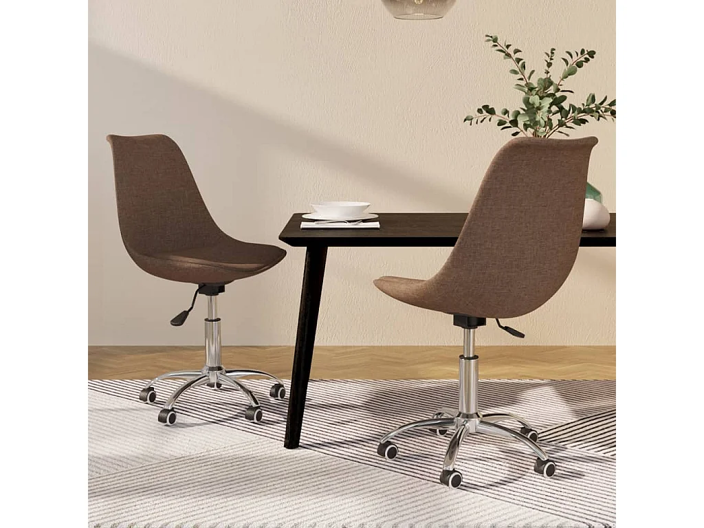 Chaises pivotantes de salle à manger 2 pcs Taupe Tissu 2
