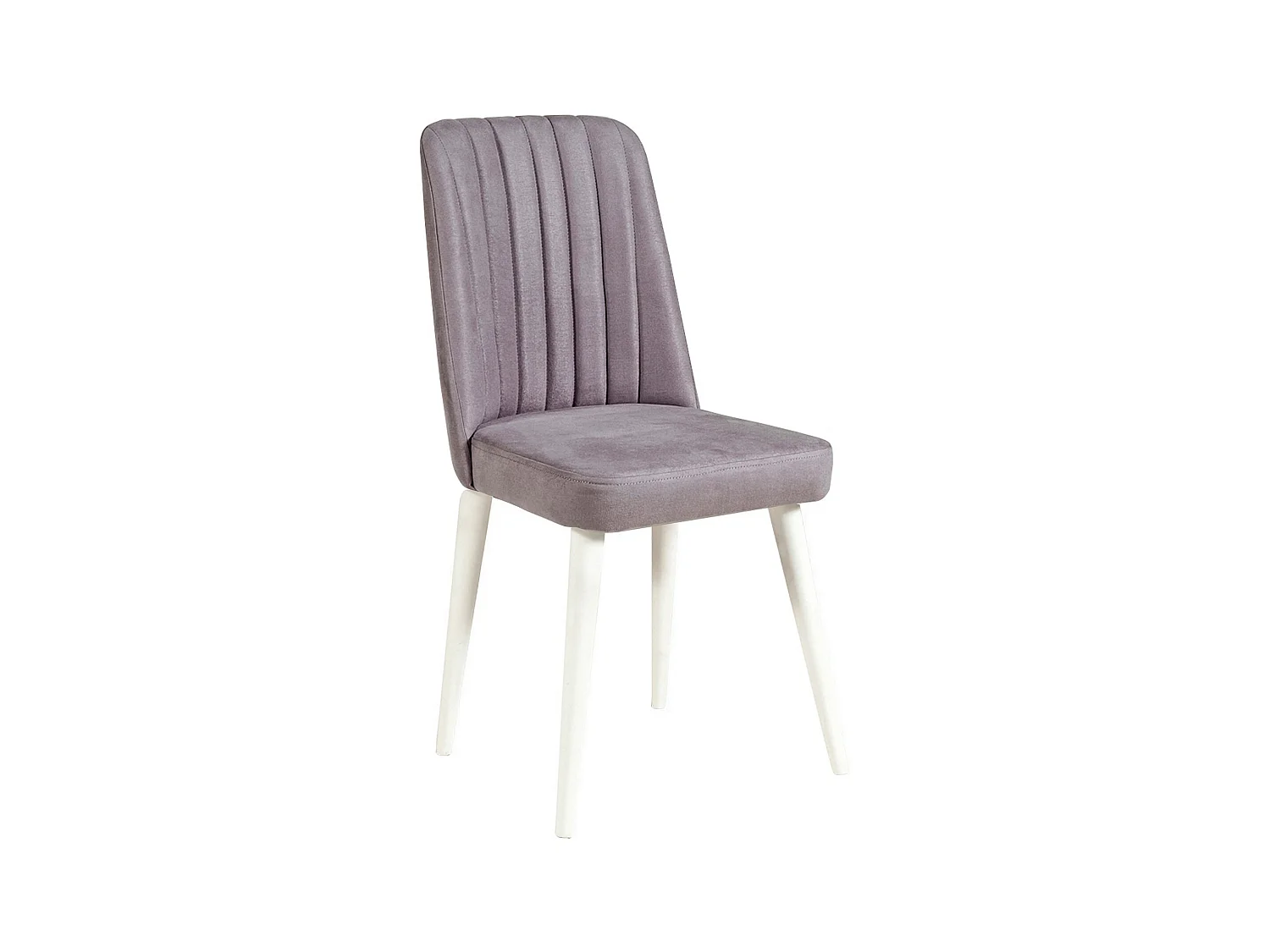 Chaise de salle à manger velours gris et bois blanc Akira