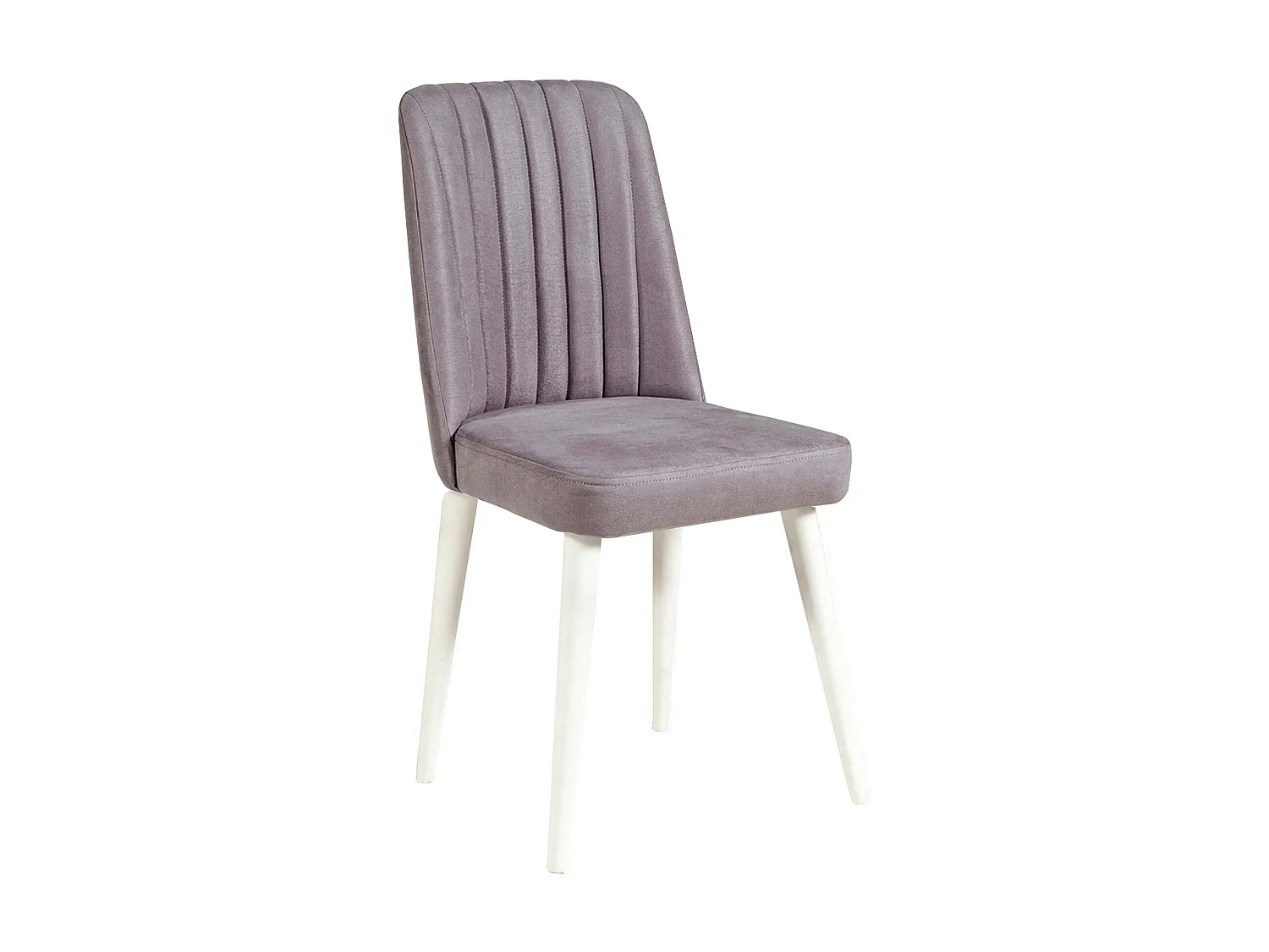 Chaise de salle à manger velours gris et bois blanc Akira