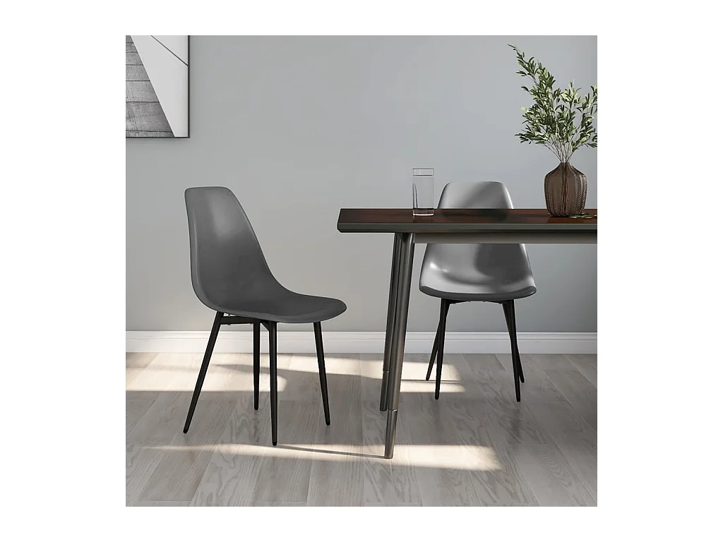 Chaises de salle à manger 2 pcs Gris PP 4