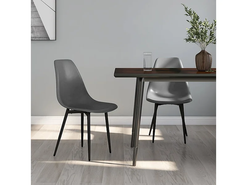 Chaises de salle à manger 2 pcs Gris PP 4