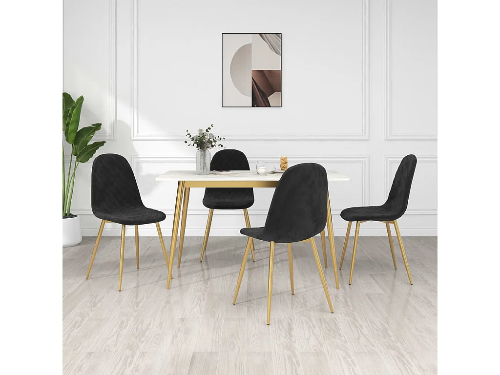Chaises de salle à manger 4 pcs Noir Velours 13