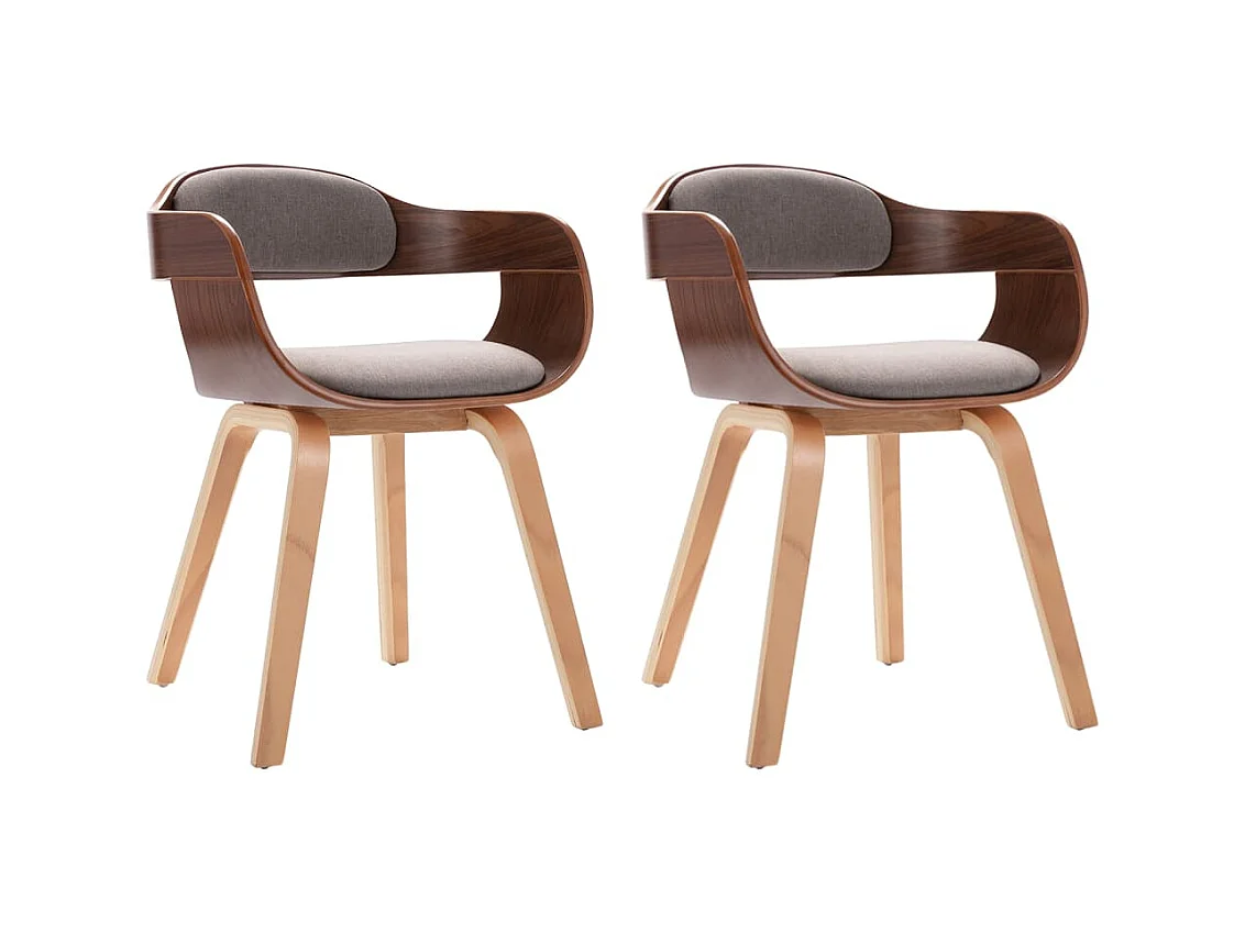 Chaises de salle à manger 2 pcs Taupe Bois courbé et tissu