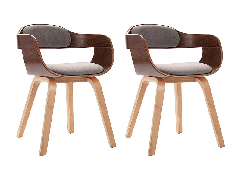 Chaises de salle à manger 2 pcs Taupe Bois courbé et tissu