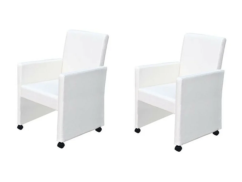 Chaises de salle à manger 2 pcs Blanc Similicuir