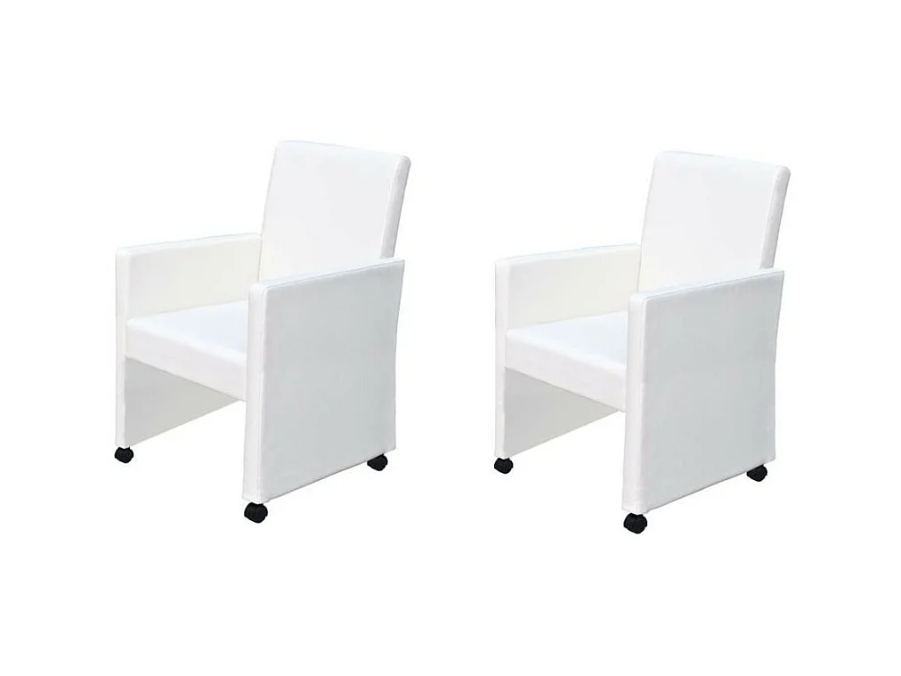 Chaises de salle à manger 2 pcs Blanc Similicuir