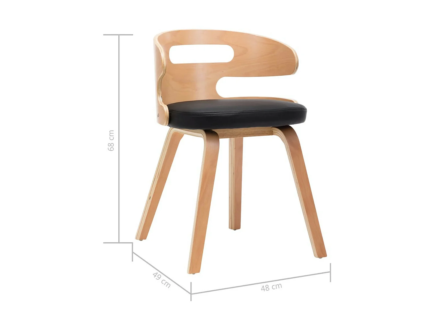 Chaises de salle à manger 6 pcs Noir Bois courbé et similicuir