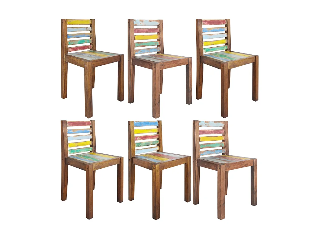 Chaises de salle à manger 6 pcs Bois de récupération solide