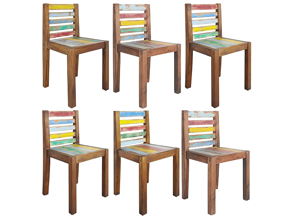 Chaises de salle à manger 6 pcs Bois de récupération solide