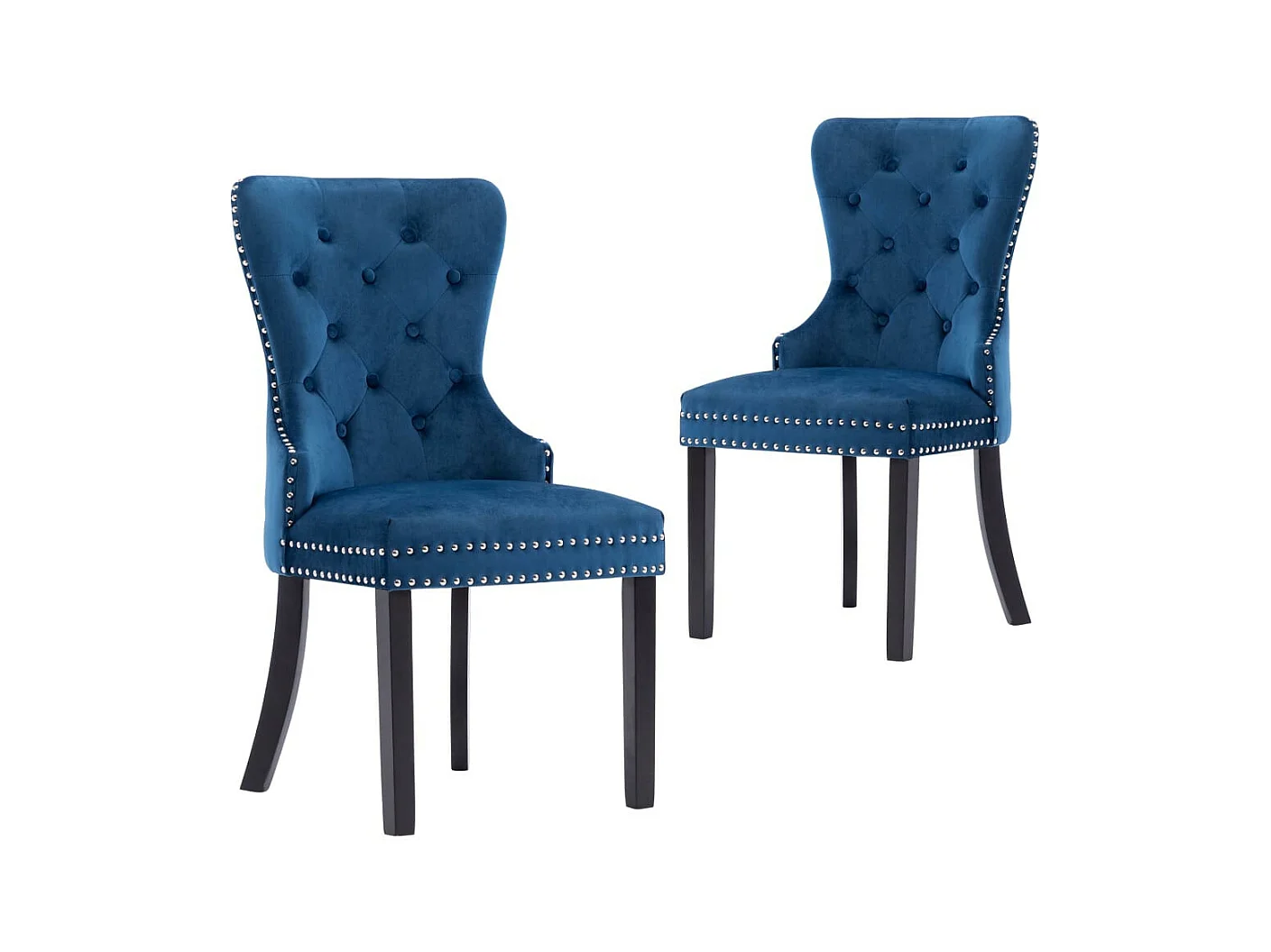 Chaises de salle à manger 2 pcs Bleu Velours Konfa