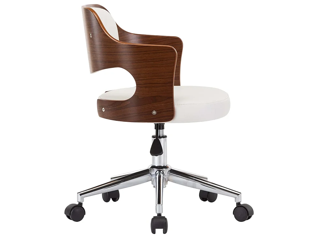 Chaises pivotantes à dîner 2pcs Blanc Bois courbé et similicuir 2