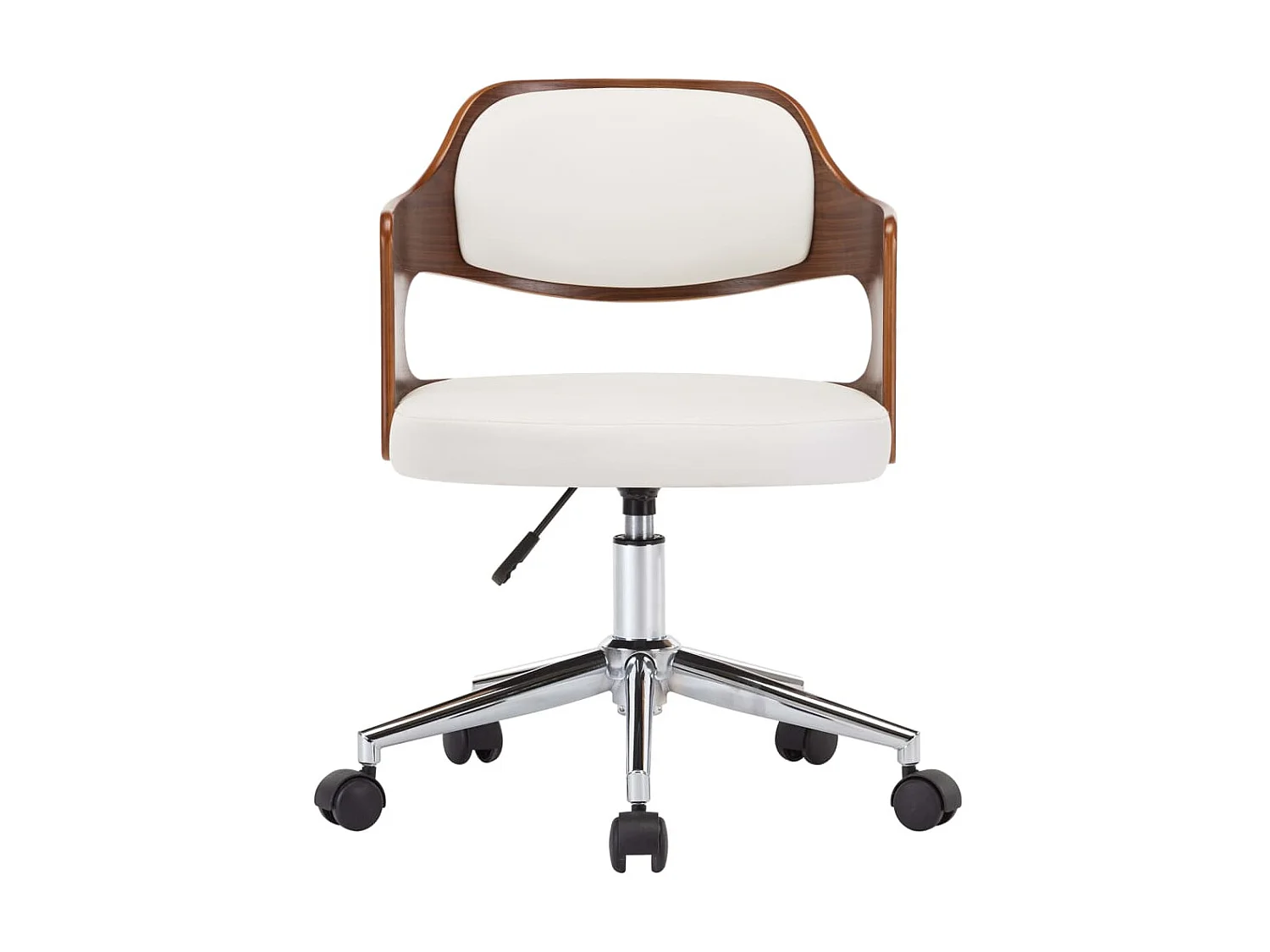 Chaises pivotantes à dîner 2pcs Blanc Bois courbé et similicuir 2