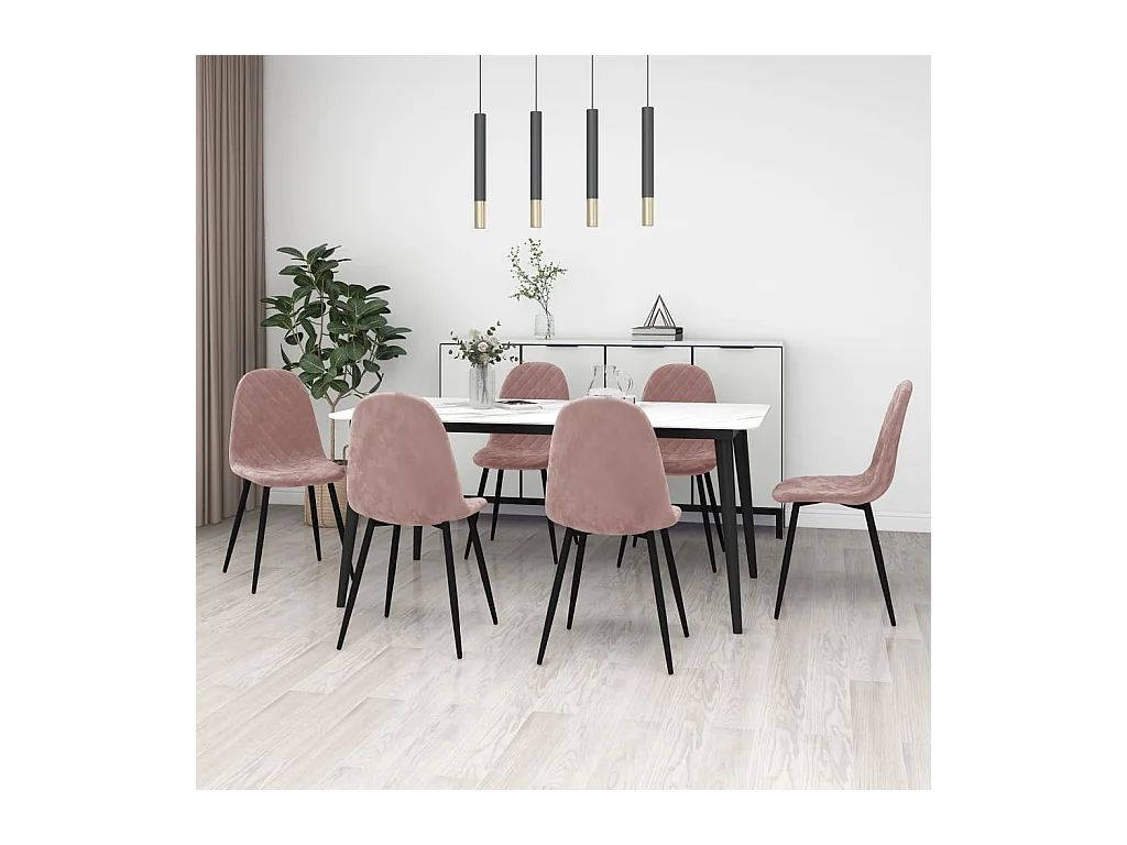 Chaises de salle à manger 6 pcs Rose Velours 17
