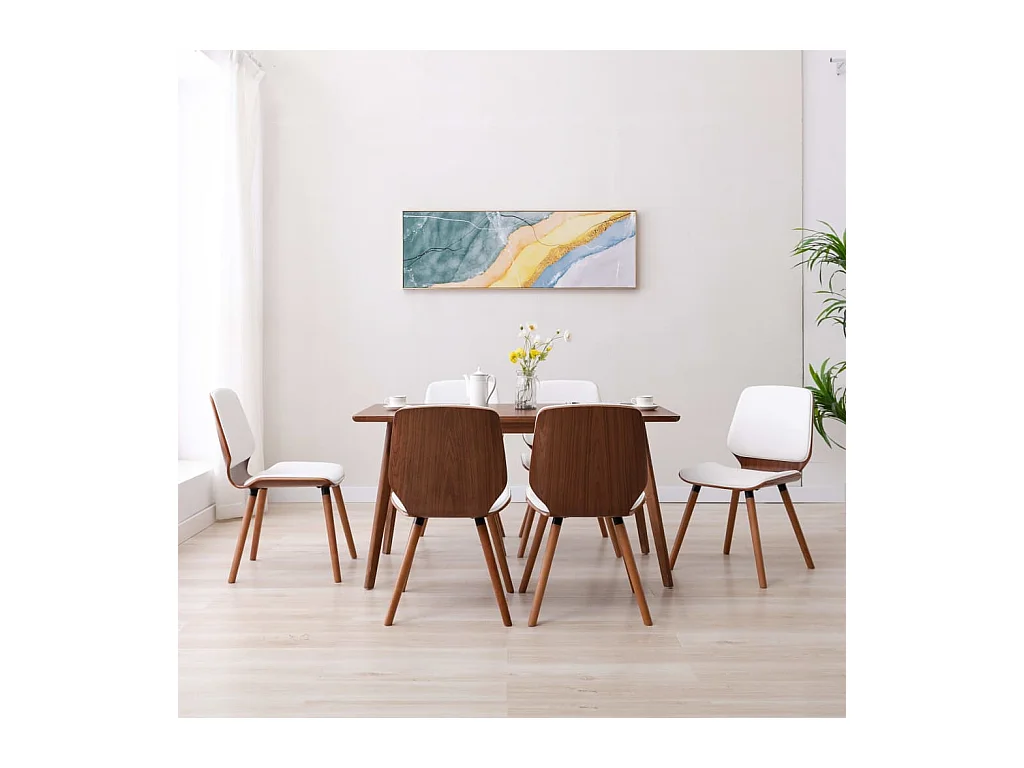 Eetkamerstoelen 6 st kunstleer wit