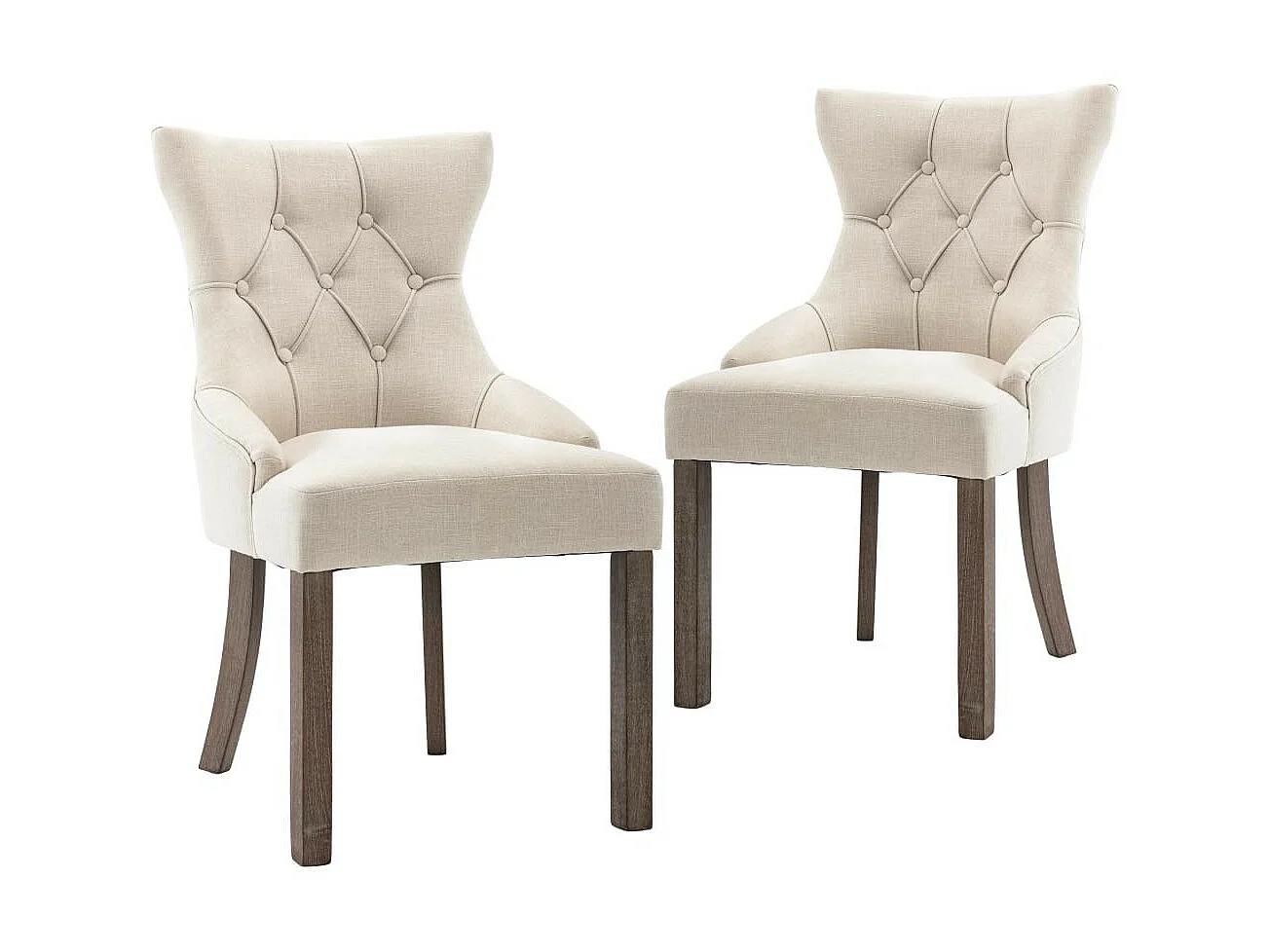 Chaises de salle à manger 2 pcs Beige Tissu 2