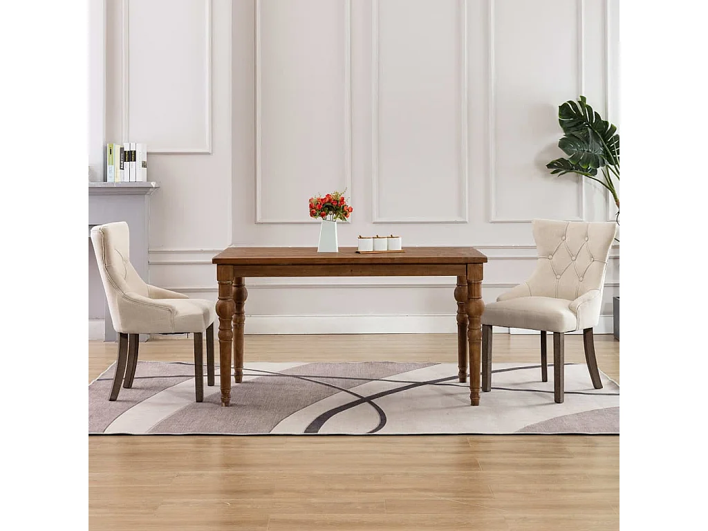 Chaises de salle à manger 2 pcs Beige Tissu 2