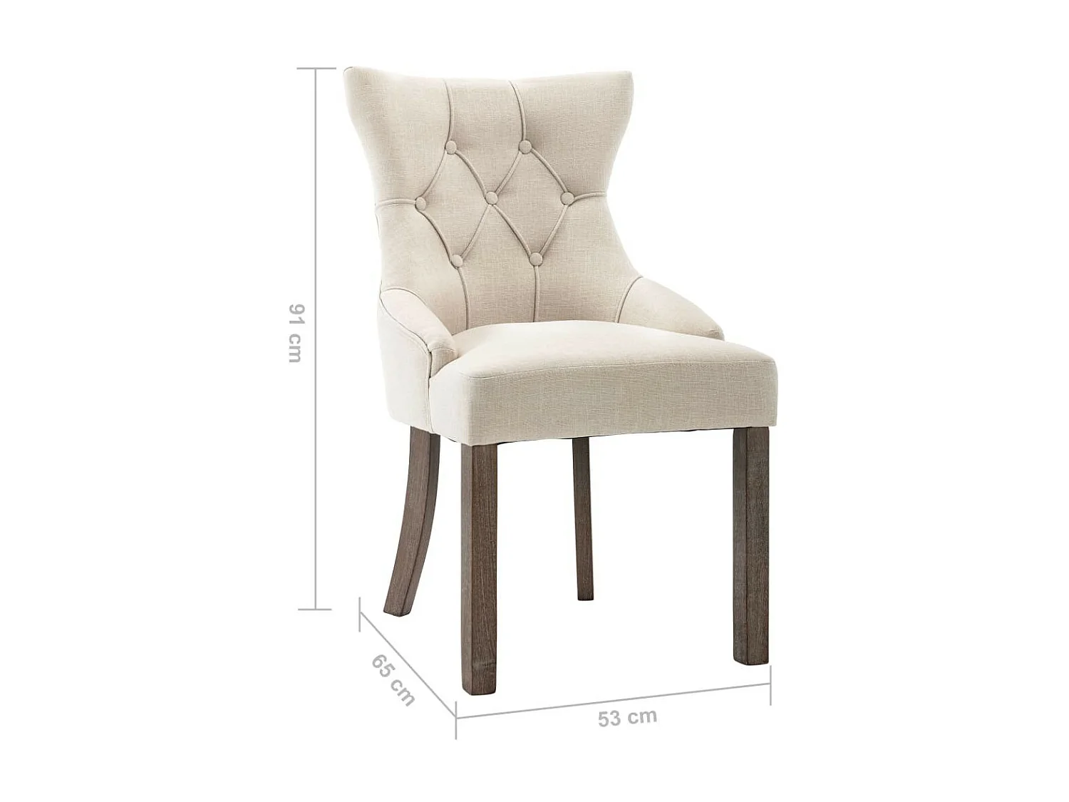 Chaises de salle à manger 2 pcs Beige Tissu 2