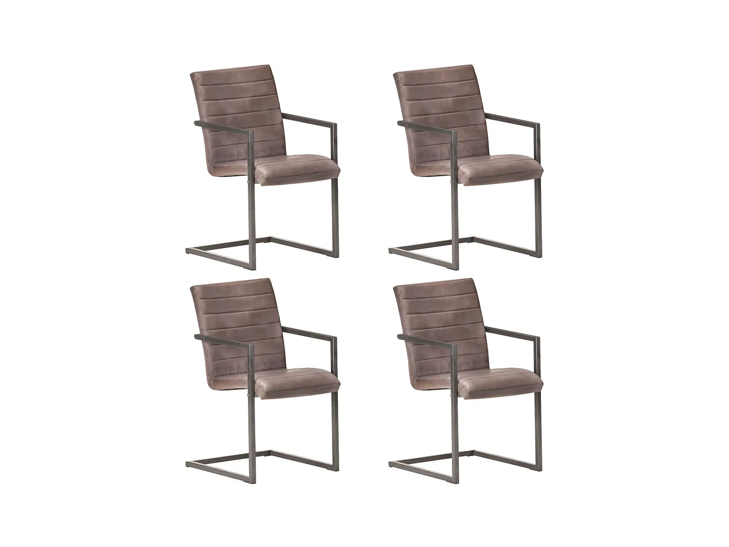 Chaises de salle à manger cantilever 4pcs Marron Cuir véritable 6