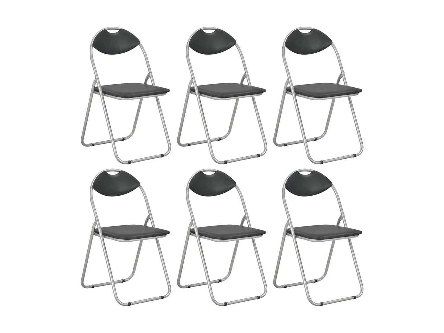 Chaises pliantes de salle à manger 6 pcs Noir Similicuir
