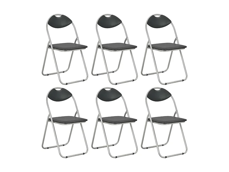 Chaises pliantes de salle à manger 6 pcs Noir Similicuir