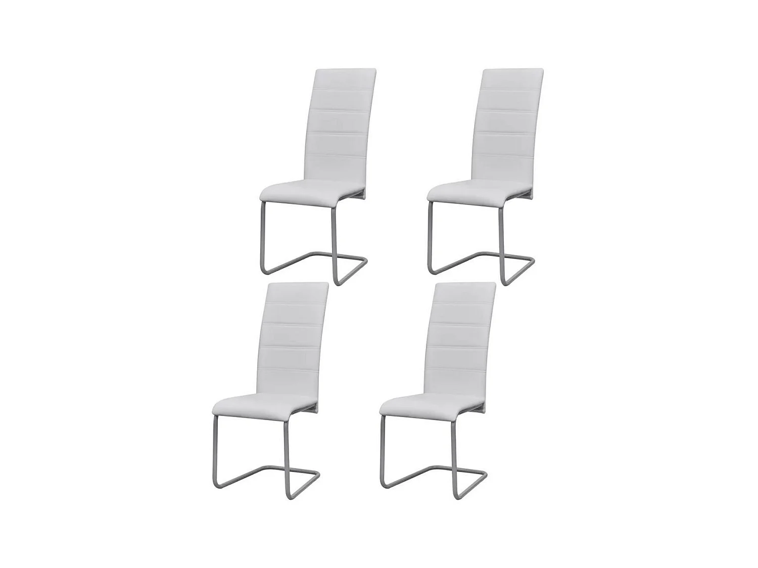 Chaises de salle à manger cantilever 4 pcs Blanc Similicuir
