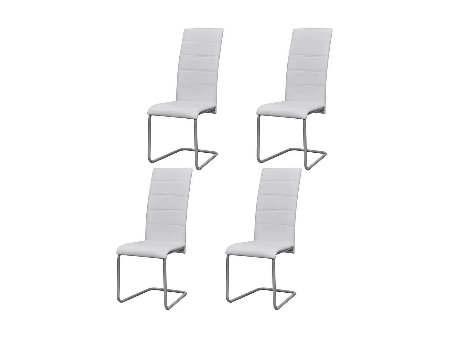 Chaises de salle à manger cantilever 4 pcs Blanc Similicuir