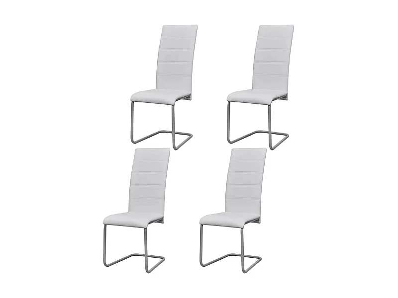 Chaises de salle à manger cantilever 4 pcs Blanc Similicuir