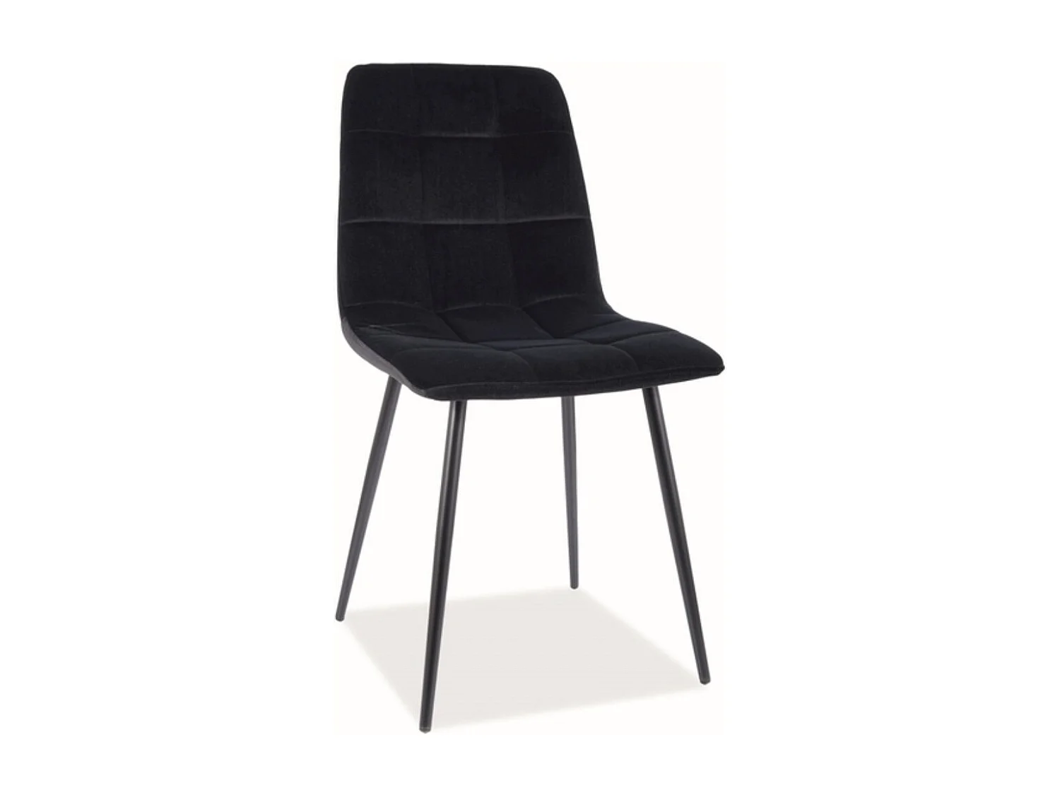 Chaise en velours matelassé et pieds en métal noir Kozia - Lot de 4-Couleur Noir