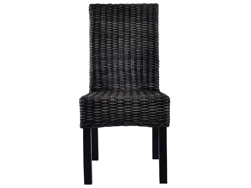 Chaises à dîner 4 pcs Noir Rotin Kubu et bois de manguier