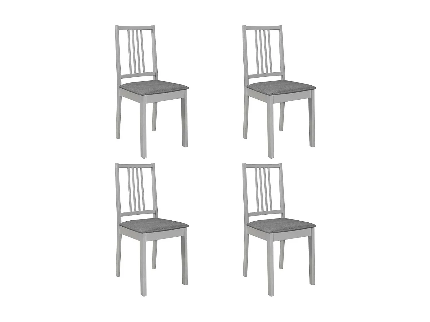4 pcs Chaises à dîner avec coussins Gris Bois solide