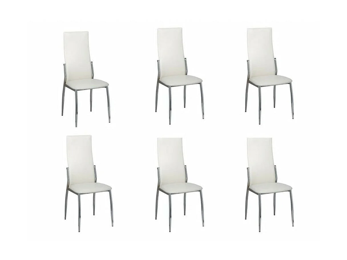 Chaises de salle à manger 6 pcs Blanc Similicuir 8