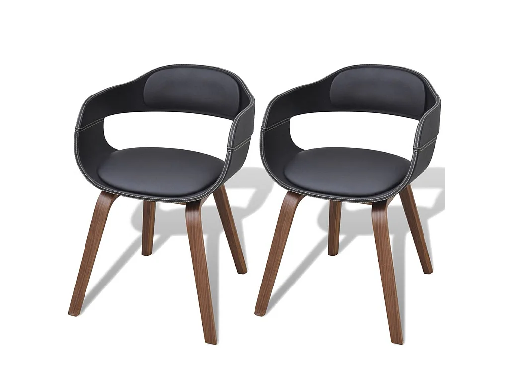 Chaises de salle à manger 2 pcs Noir Bois courbé et similicuir