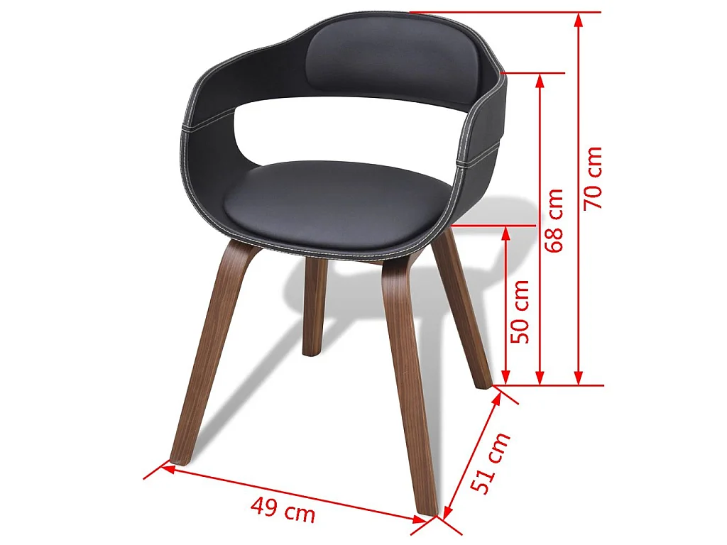 Chaises de salle à manger 2 pcs Noir Bois courbé et similicuir