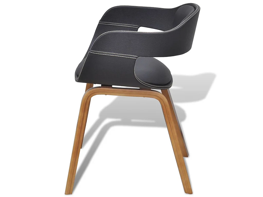 Chaises de salle à manger 2 pcs Noir Bois courbé et similicuir