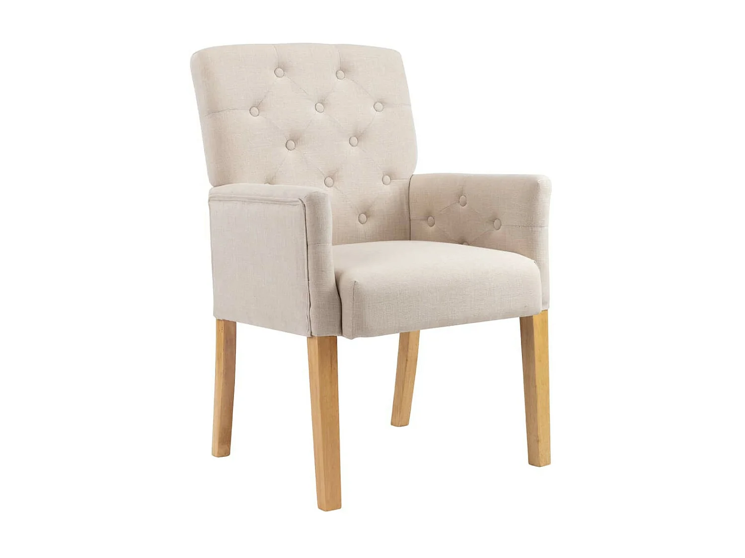 Chaise de salle à manger avec accoudoirs Beige Tissu 2