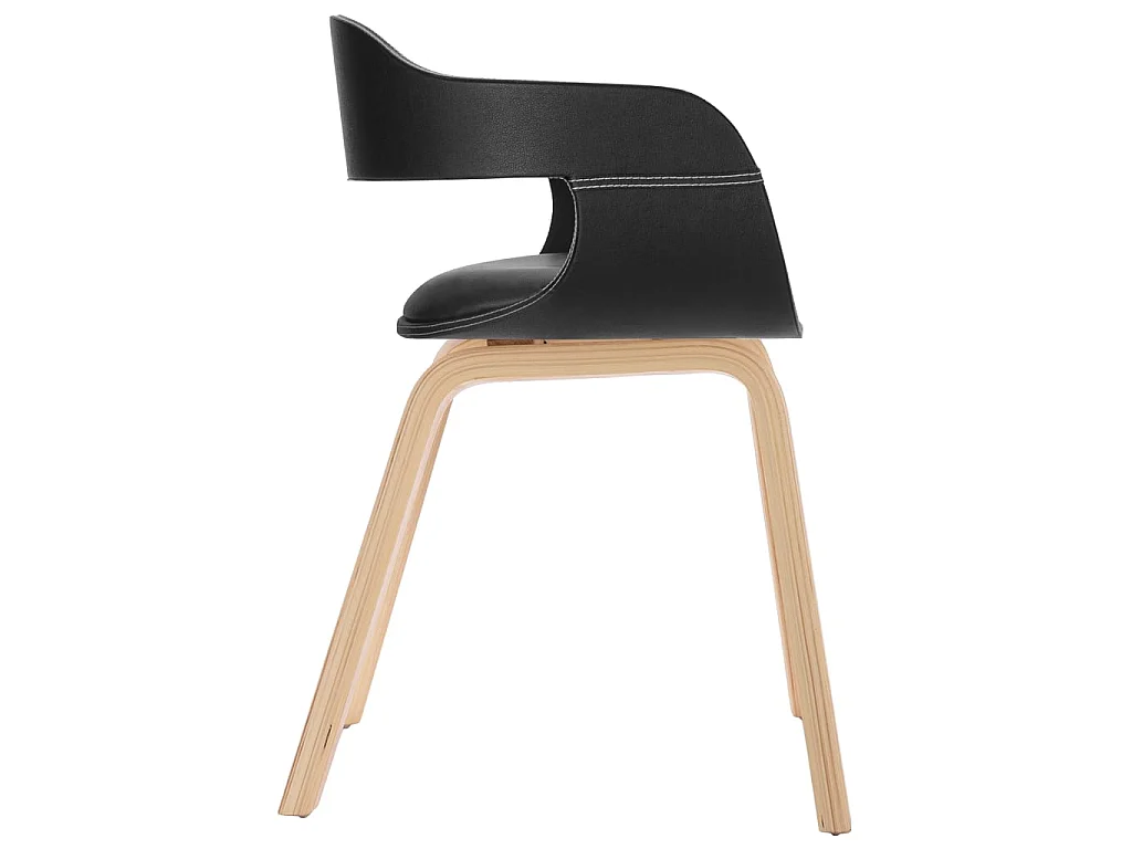 Chaise de salle à manger Noir Bois courbé et similicuir 2