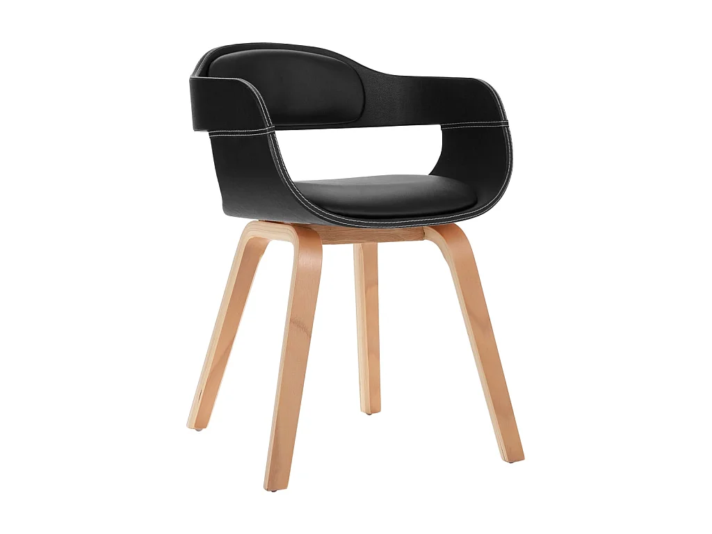 Chaise de salle à manger Noir Bois courbé et similicuir 2