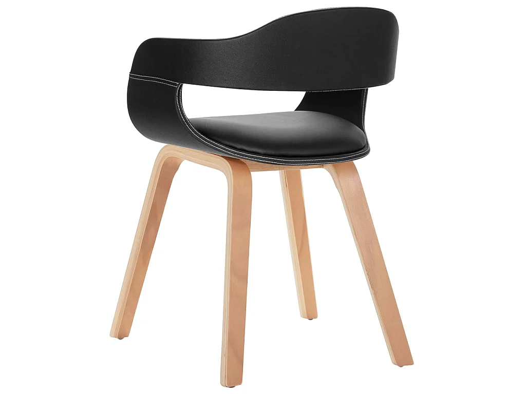 Chaise de salle à manger Noir Bois courbé et similicuir 2